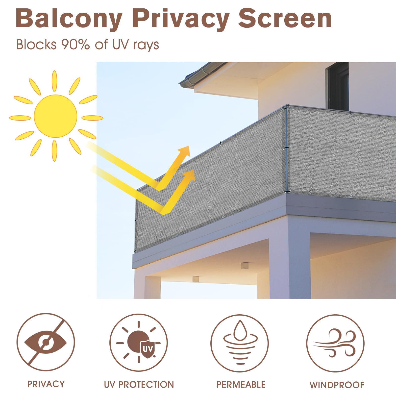 Sunny Guard privacy screen hemmed edge detail shows durable stitching and robust construction.