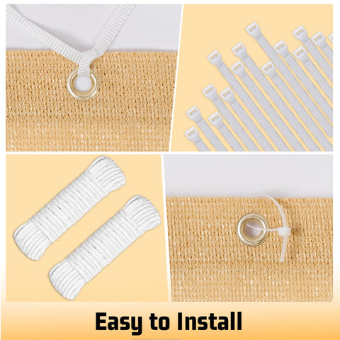 Sunny Guard shade cloth offers easy installation with rope ties.