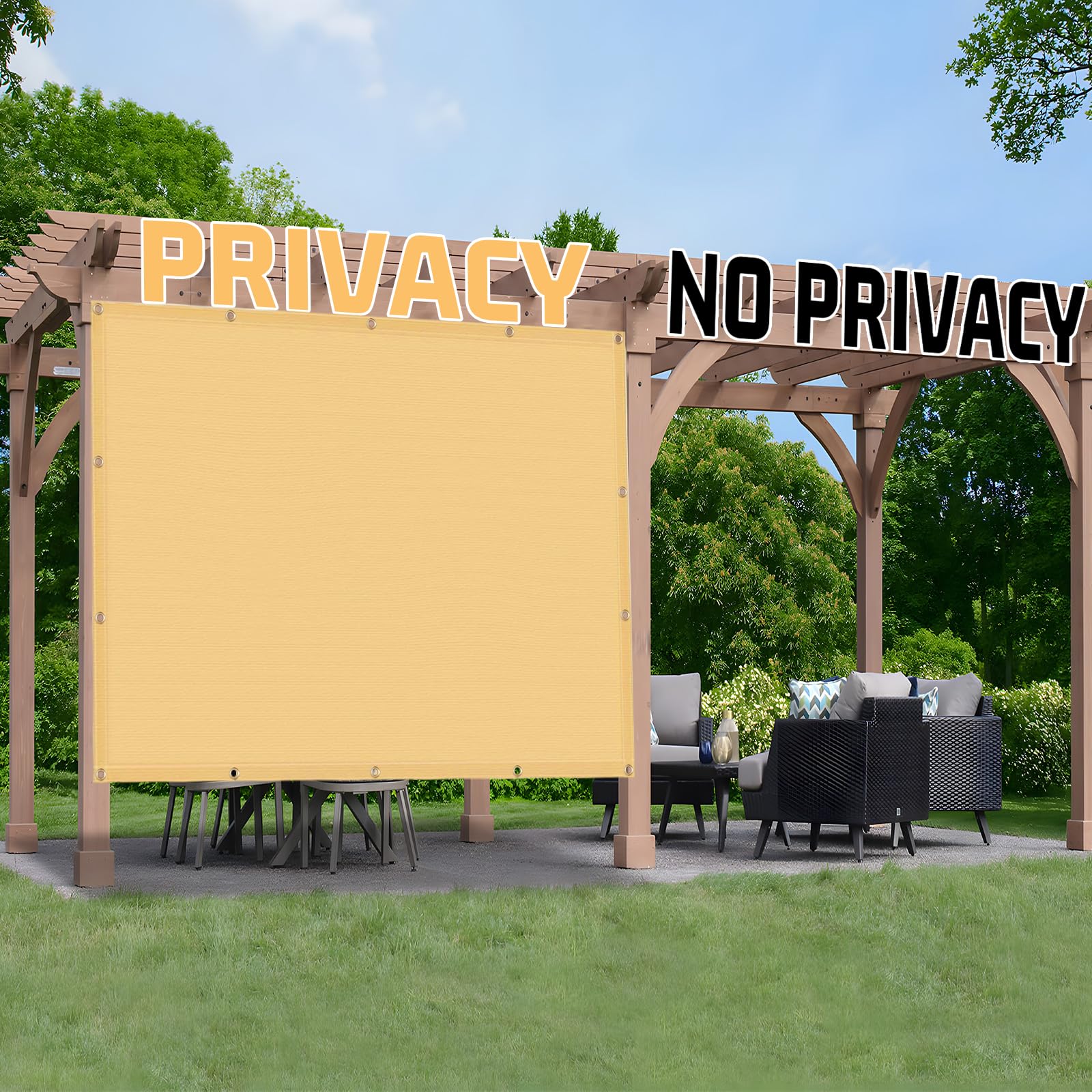 Sunny Guard shade cloth at poolside adds sun protection with breathable coverage.