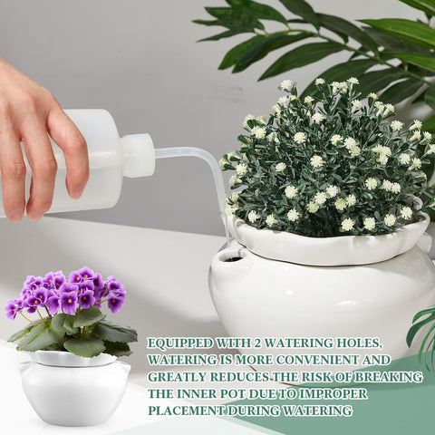 Sunnychicc African violet self-watering pot set of two enables steady hydration.