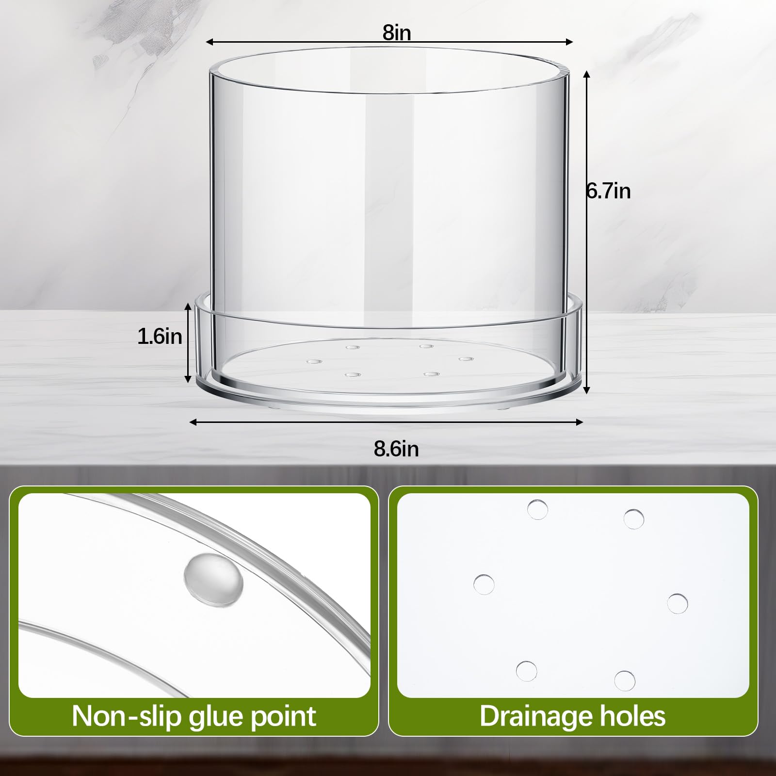 Sunnychicc acrylic pot with drainage holes promotes proper watering