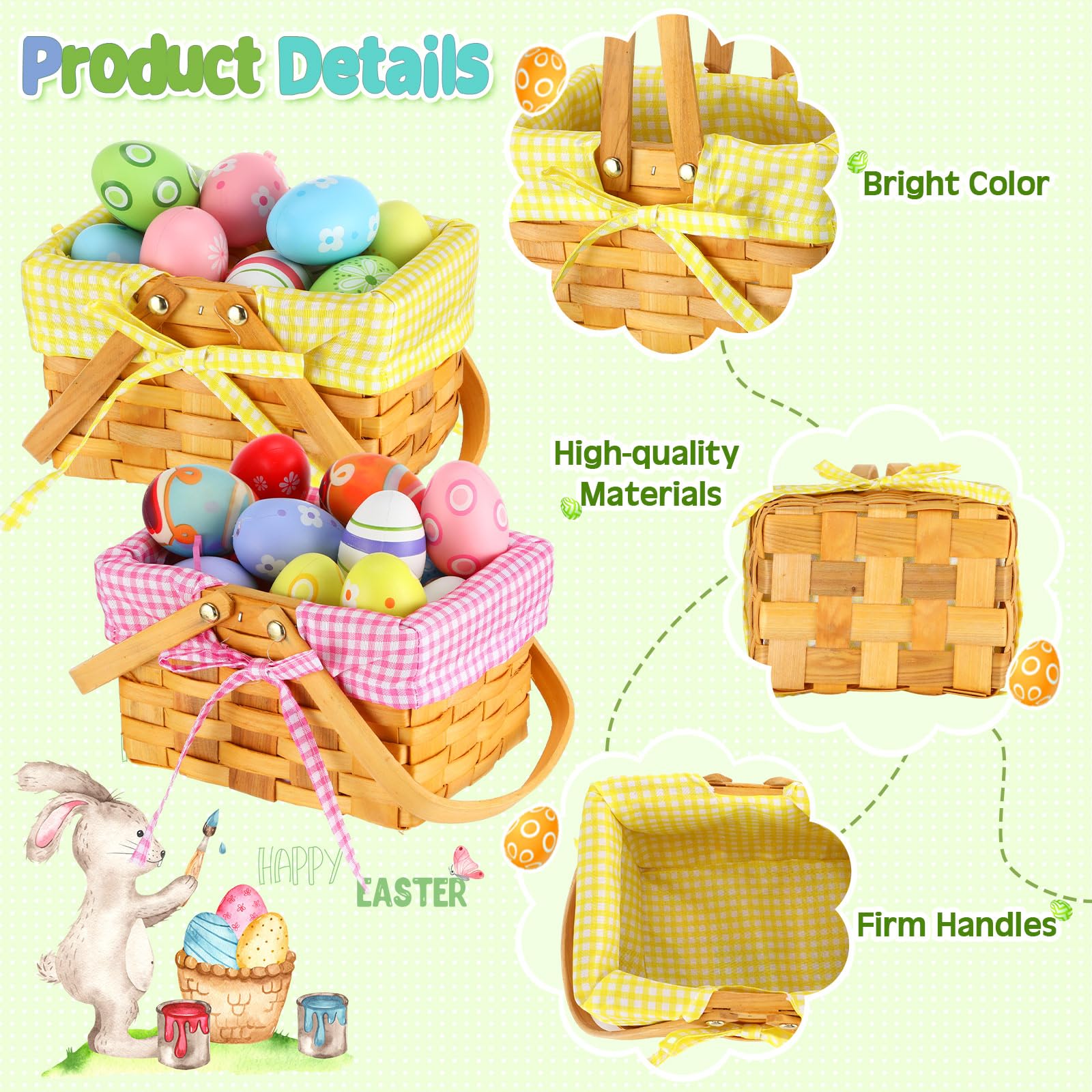 Sunnychicc Easter basket with green liner, versatile organizer.