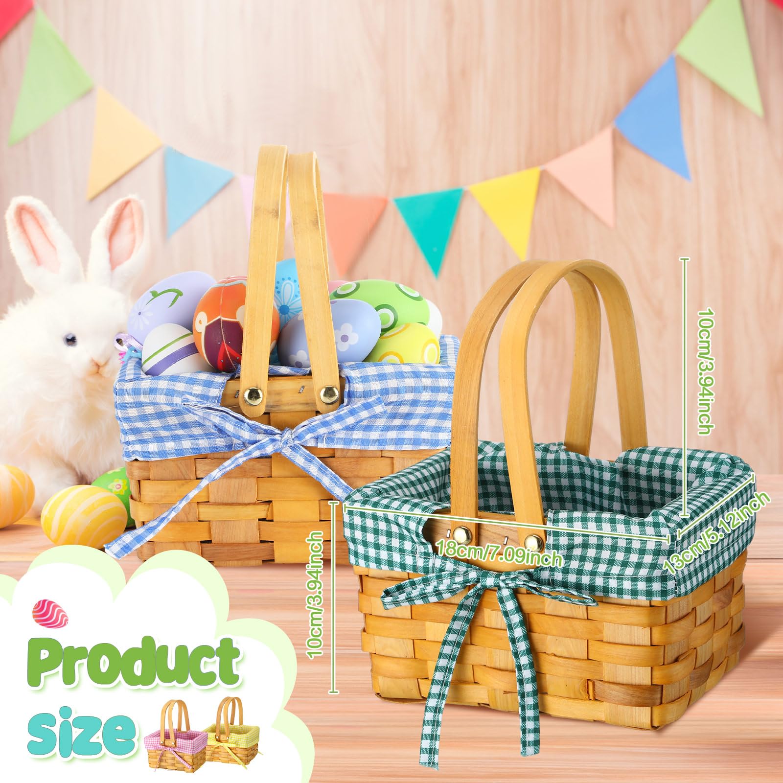Sunnychicc Easter basket with yellow liner, compact storage and transport.