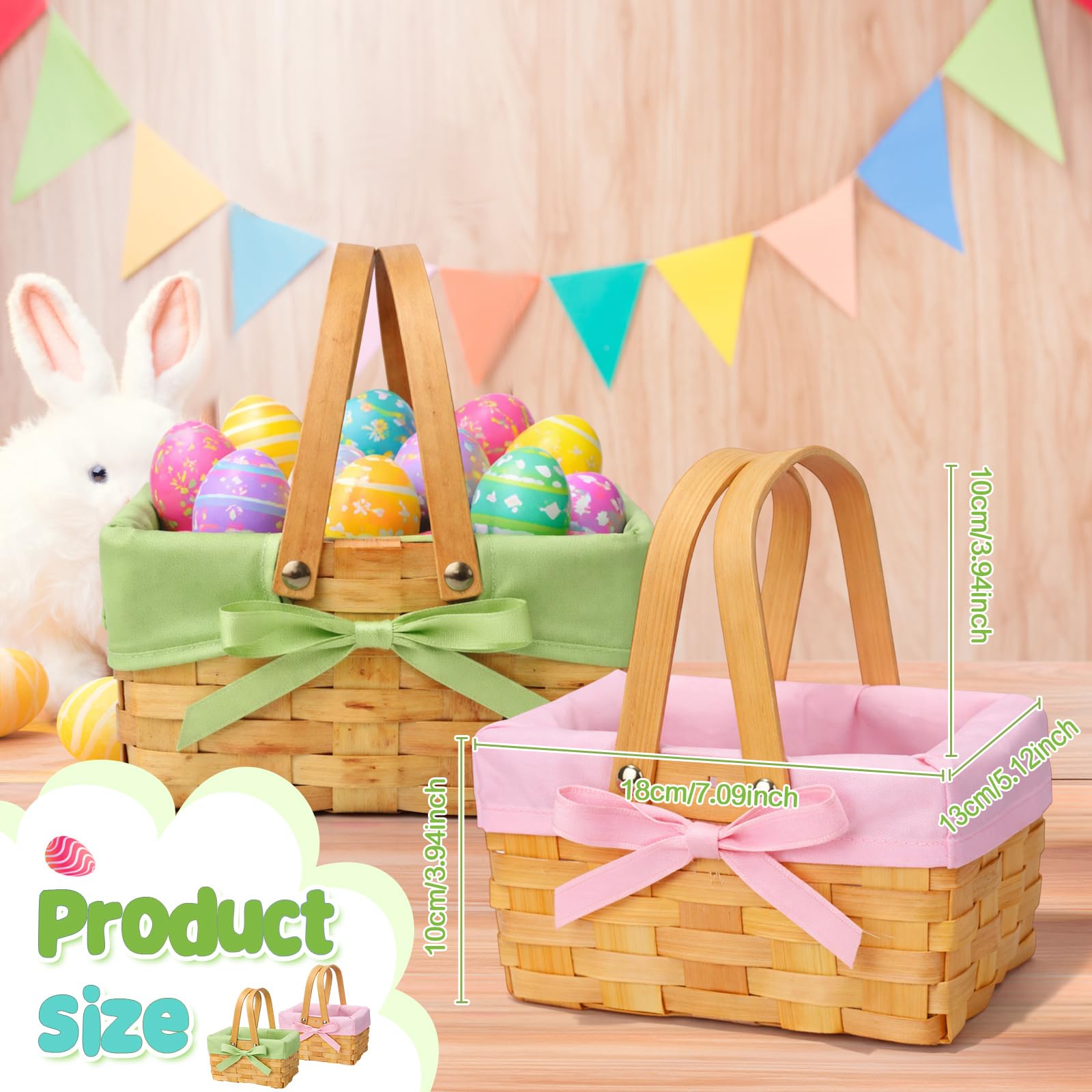 Sunnychicc Easter basket with blue gingham liner for picnics and organization
