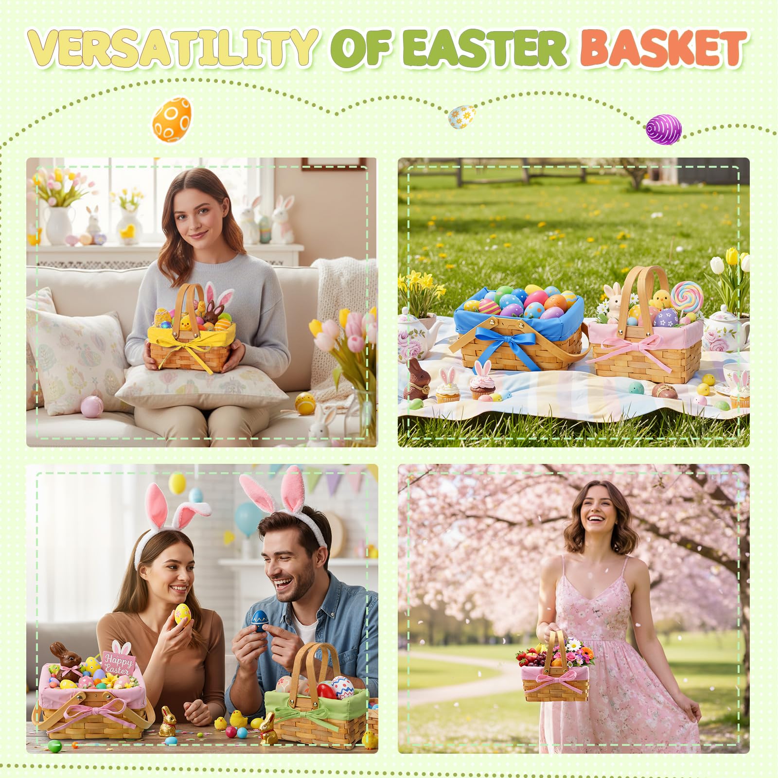Sunnychicc Easter basket compact size 7.09 x 5.12 x 3.94 inches for on-the-go storage