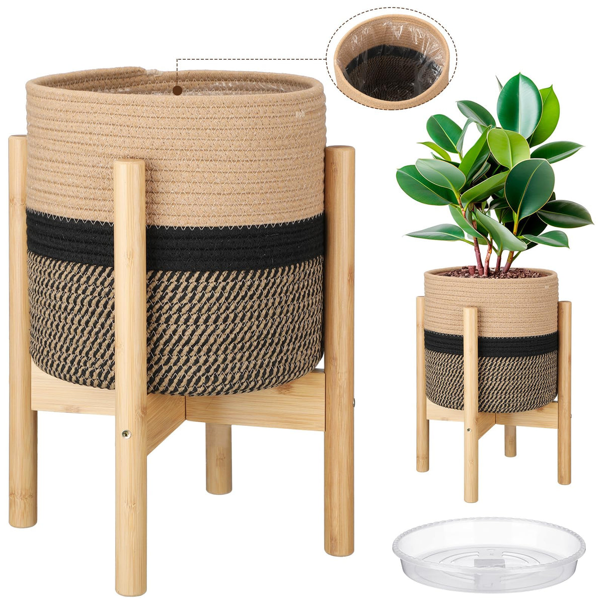 Sunnychicc plant basket with stand 10 inch adds stylish indoor decor for plants.