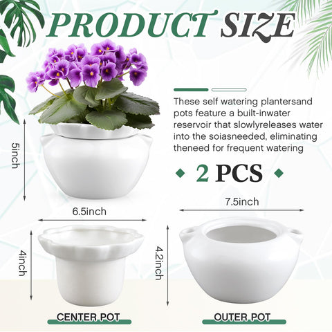 Sunnychicc white ceramic self-watering pot with bottom watering holes for easy gardening.
