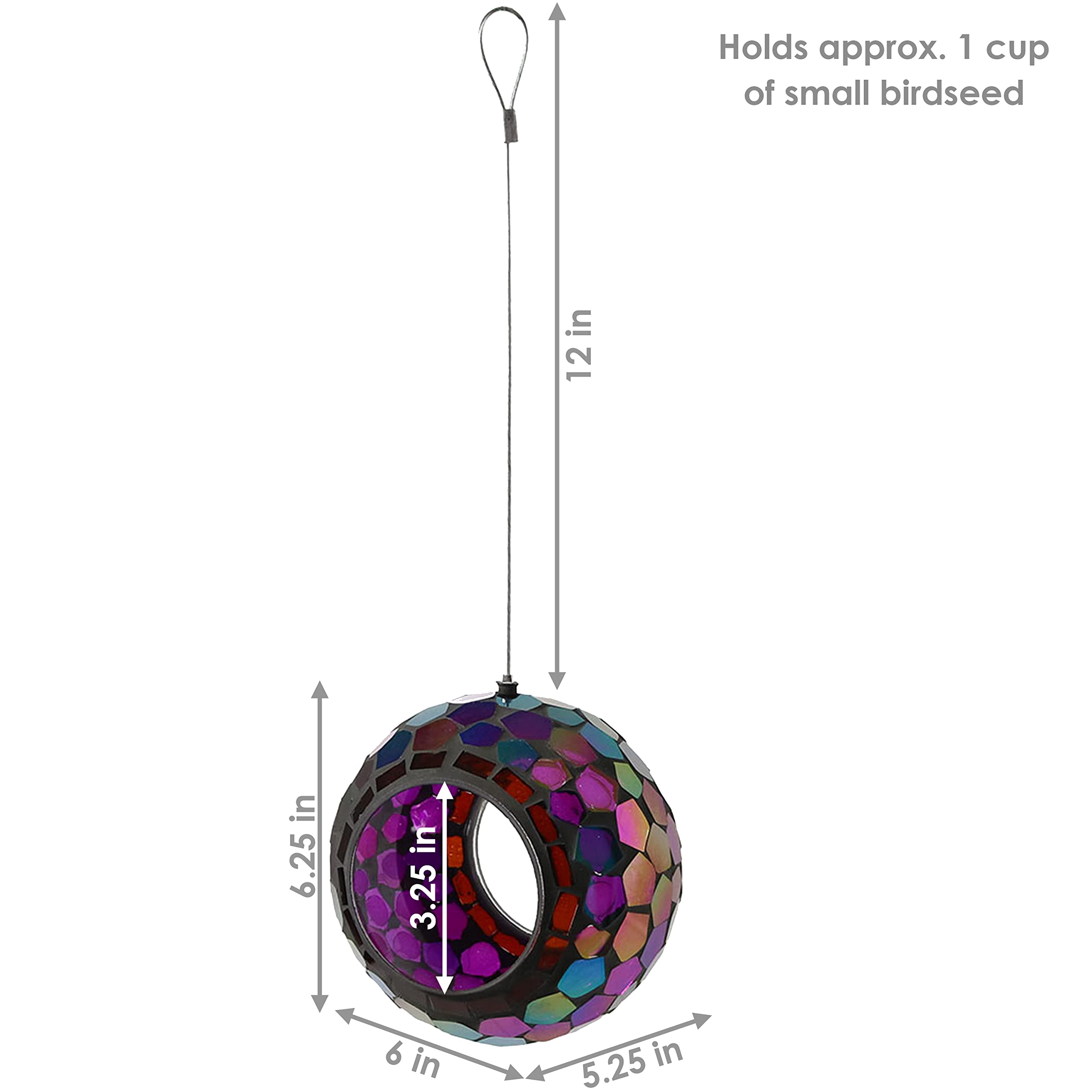 Sunnydaze Seed-fill opening indicates two-sided access for easy refilling.