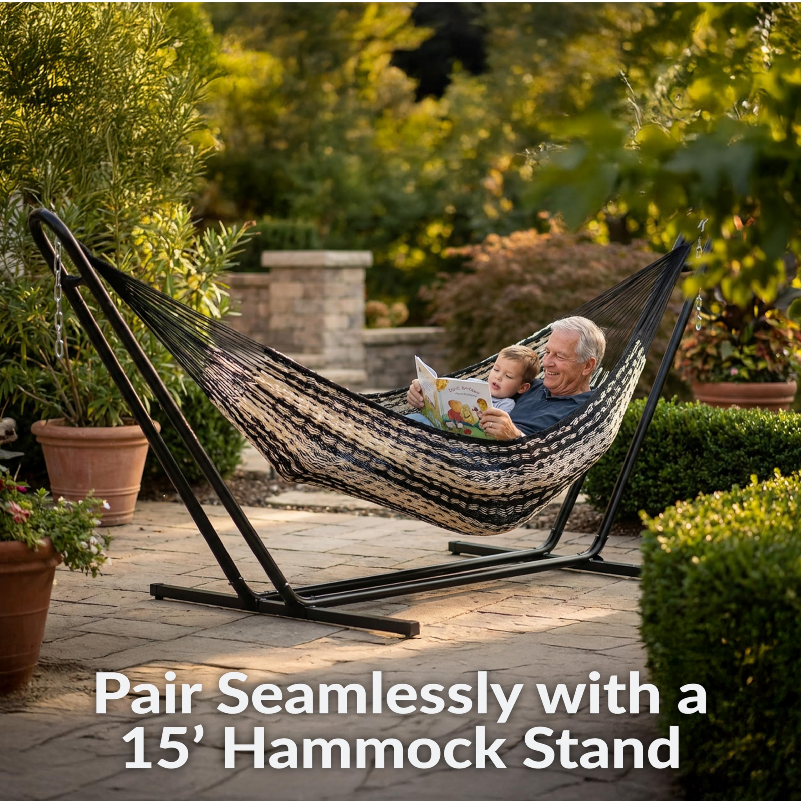 Sunnydaze bold color pattern hammock adds vibrant style to any space