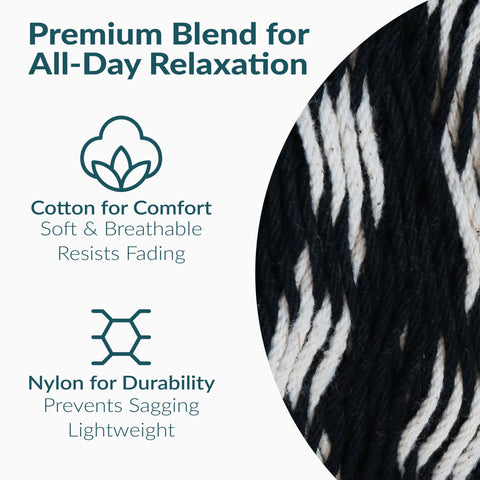 Sunnydaze closeup handwoven cotton-nylon cords show strength and texture