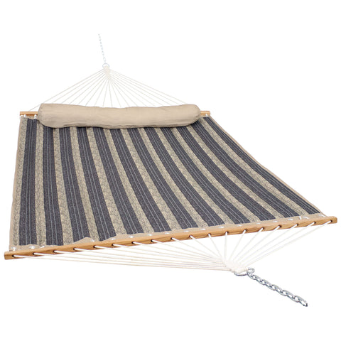 Sunnydaze Quilted Outdoor Hammock with Spreader Bars, spacious design for two adults.