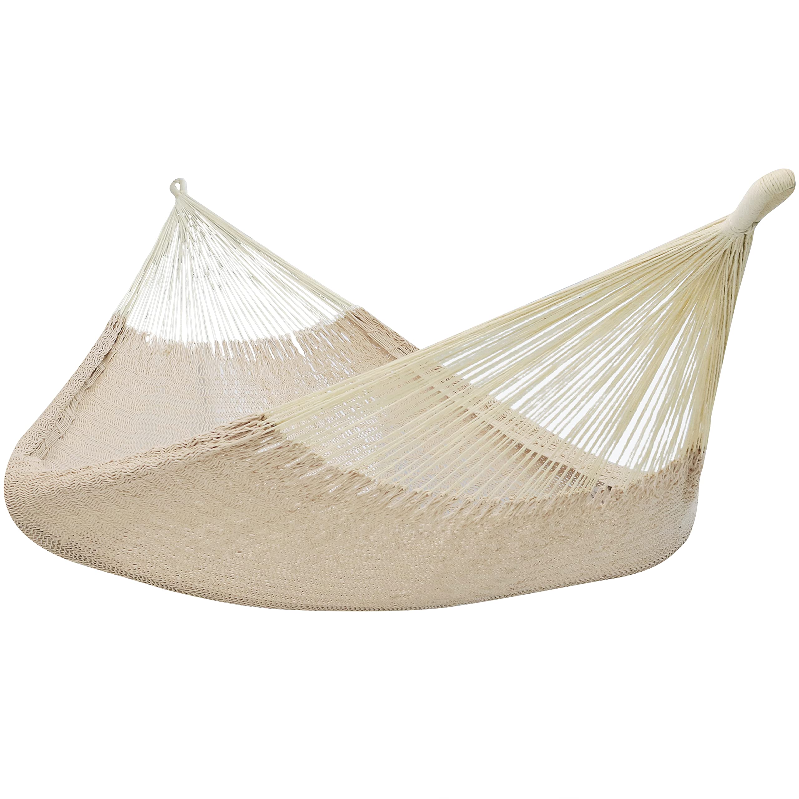 Sunnydaze handwoven XXL Mayan hammock in natural color offers expansive outdoor seating.