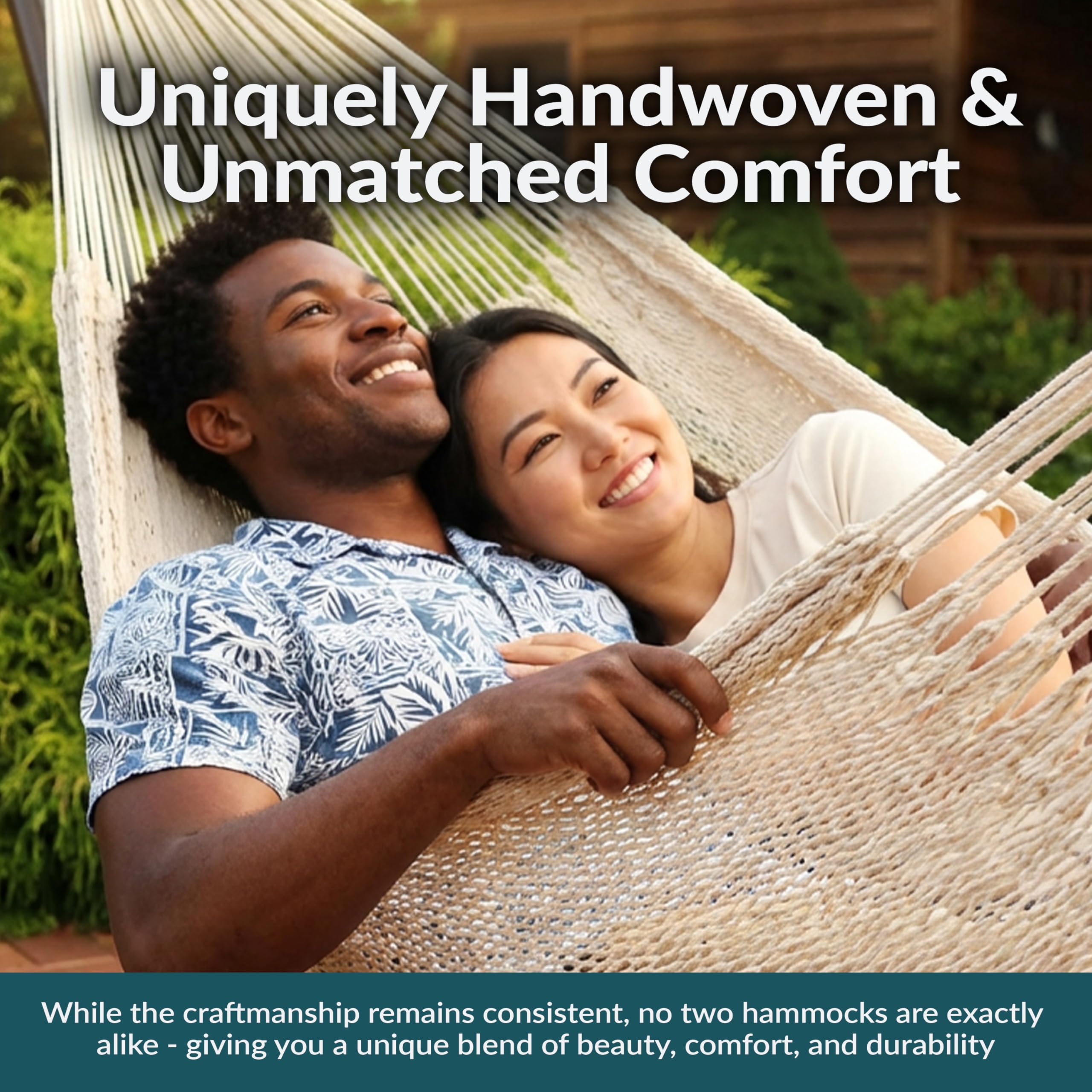Sunnydaze oversized hammock bed measures 79 in by 90 in for relaxed lounging.