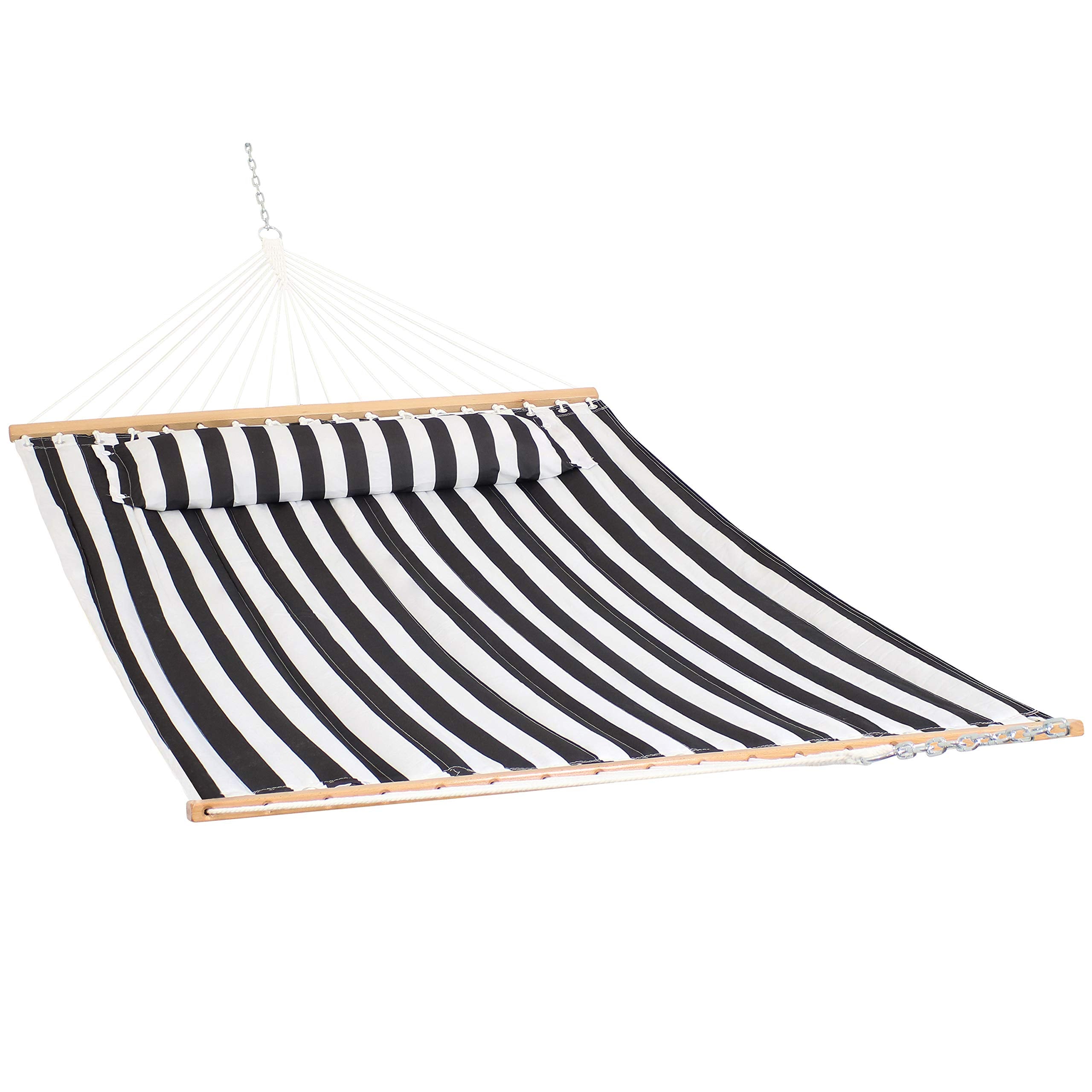 Sunnydaze quilted outdoor hammock with spreader bars for two-person backyard lounging