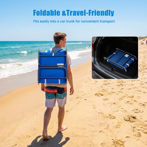 SunnyFeel Beach Chair with shoulder straps for easy transport during outings