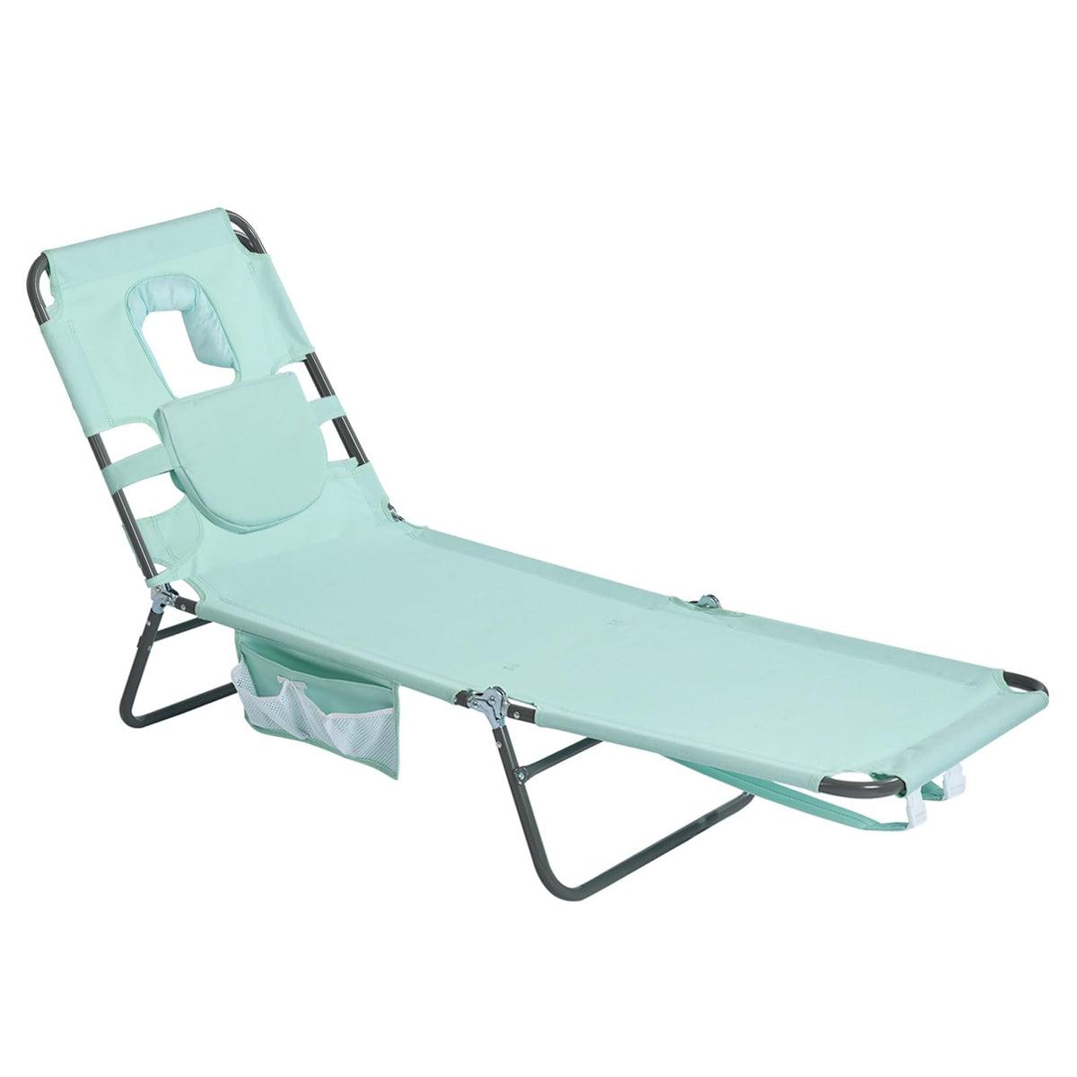 SunnyFeel Beach Lounge Chair front view, ideal for sunbathing with sturdy support.