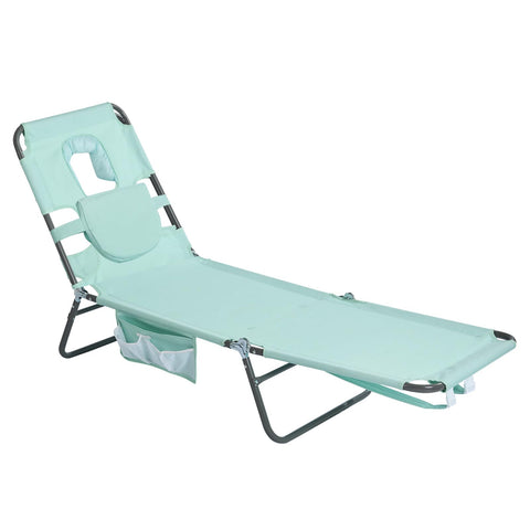 SunnyFeel Beach Lounge Chair front view, ideal for sunbathing with sturdy support.