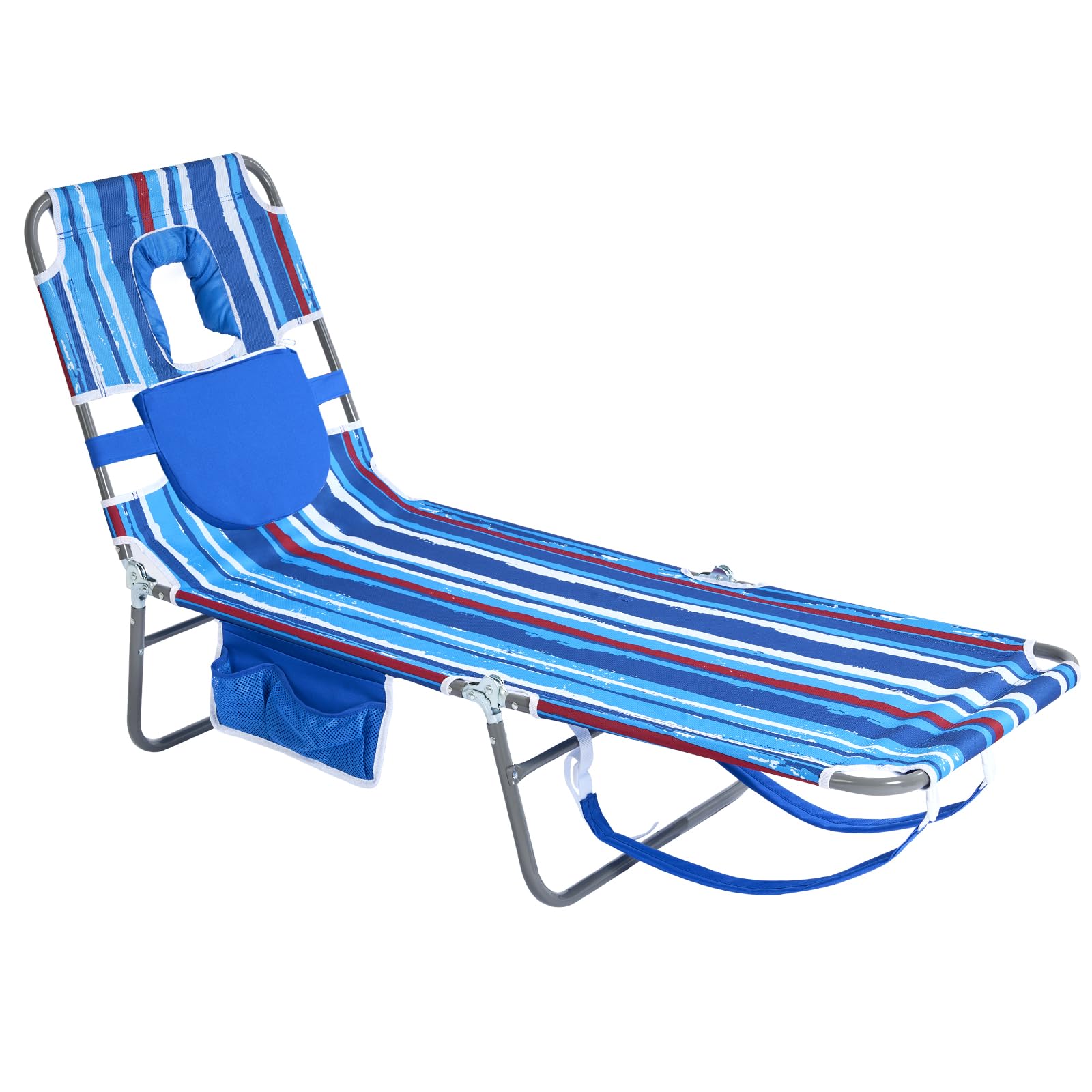 Sunnyfeel Beach Lounge Chair reclining for a comfortable sun-filled afternoon.