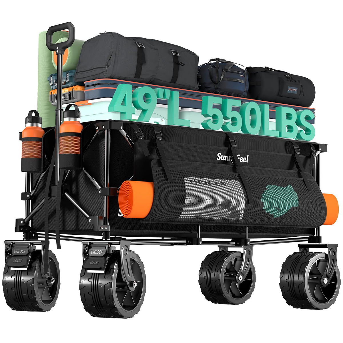 SUNNYFEEL foldable wagon with big wheels for beach transport