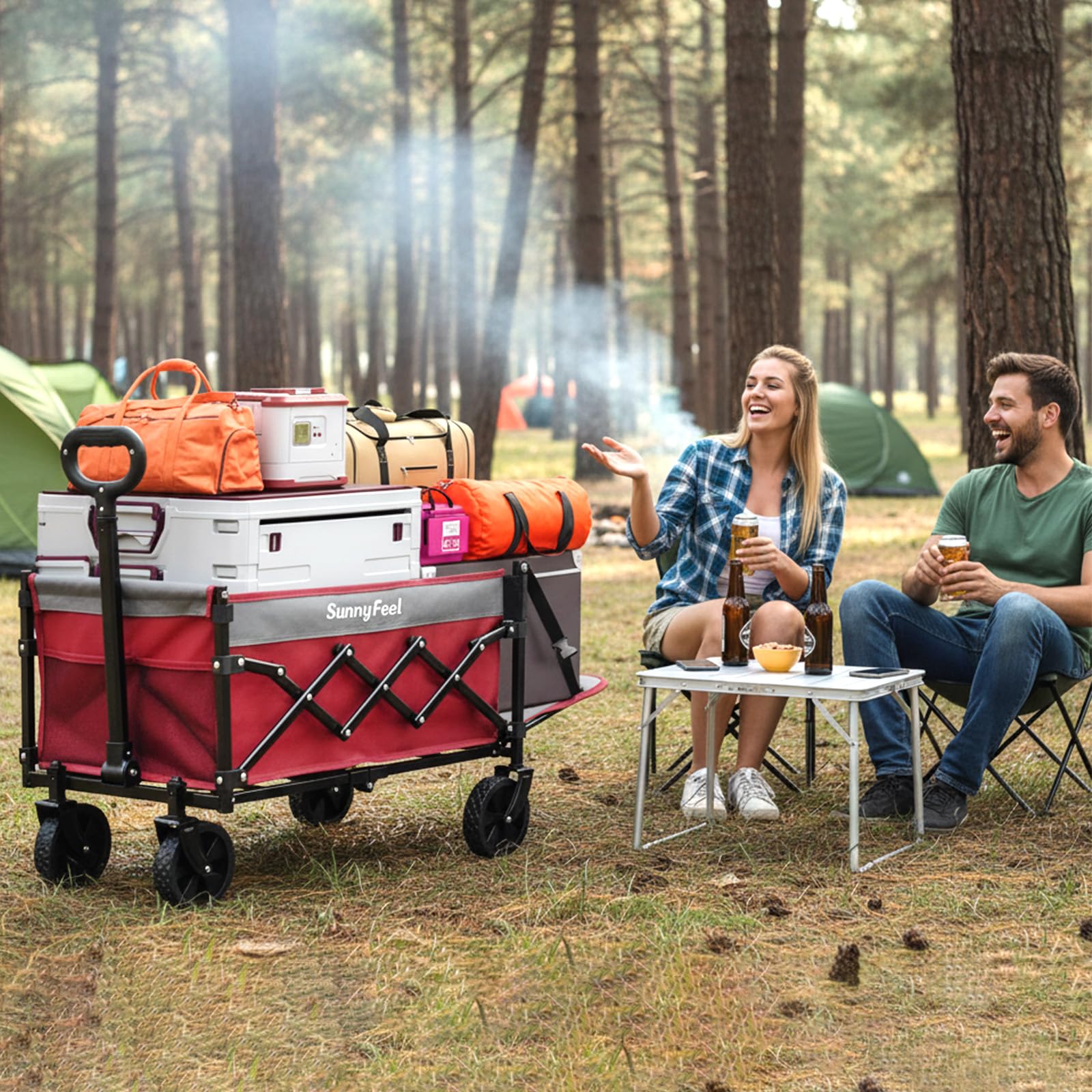 SunnyFeel foldable wagon lightweight at 12.3 lbs for easy transport.