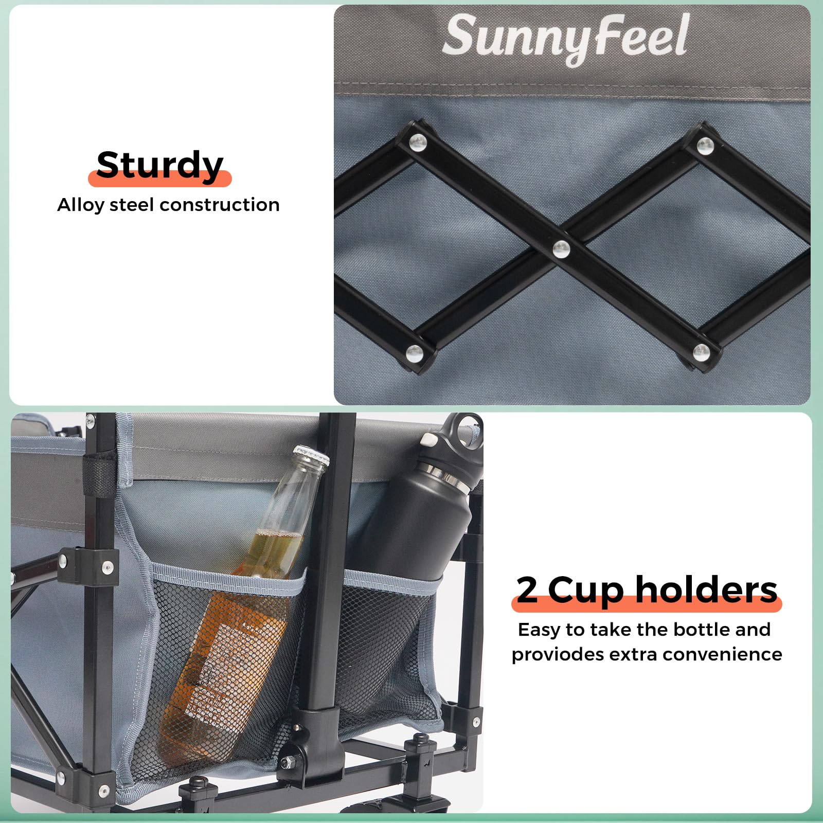 SUNNYFEEL lightweight wagon at 12.3 lbs for easy transport