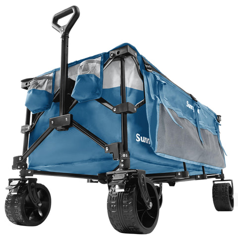 Sunnyfeel wagon 49in foldable side view highlighting its large 300L storage capacity.