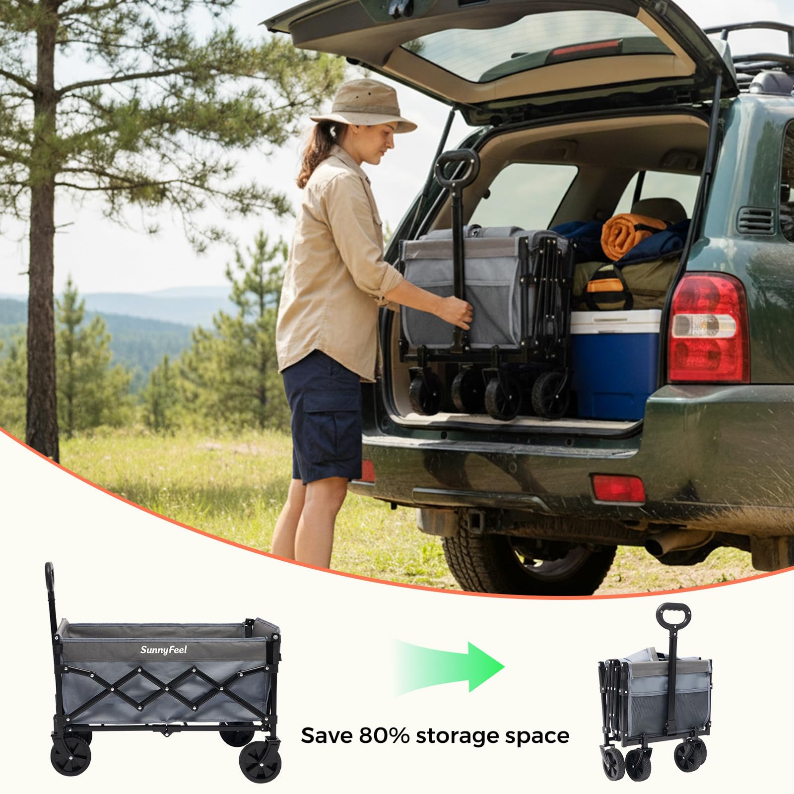SUNNYFEEL multi-use wagon ideal for camping groceries and gardening
