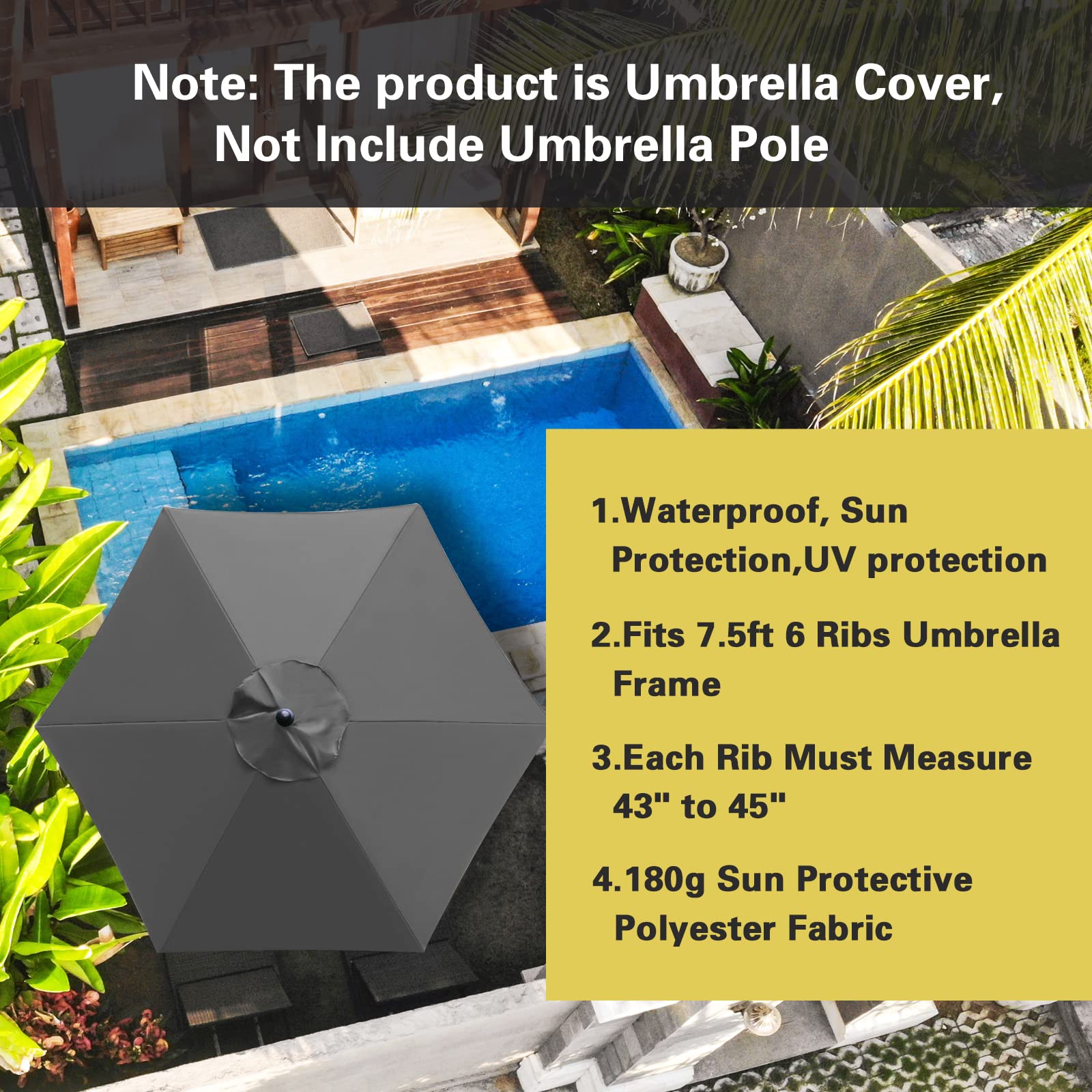 Sunnyglade 180g polyester fabric offers sun protection and durable shade.