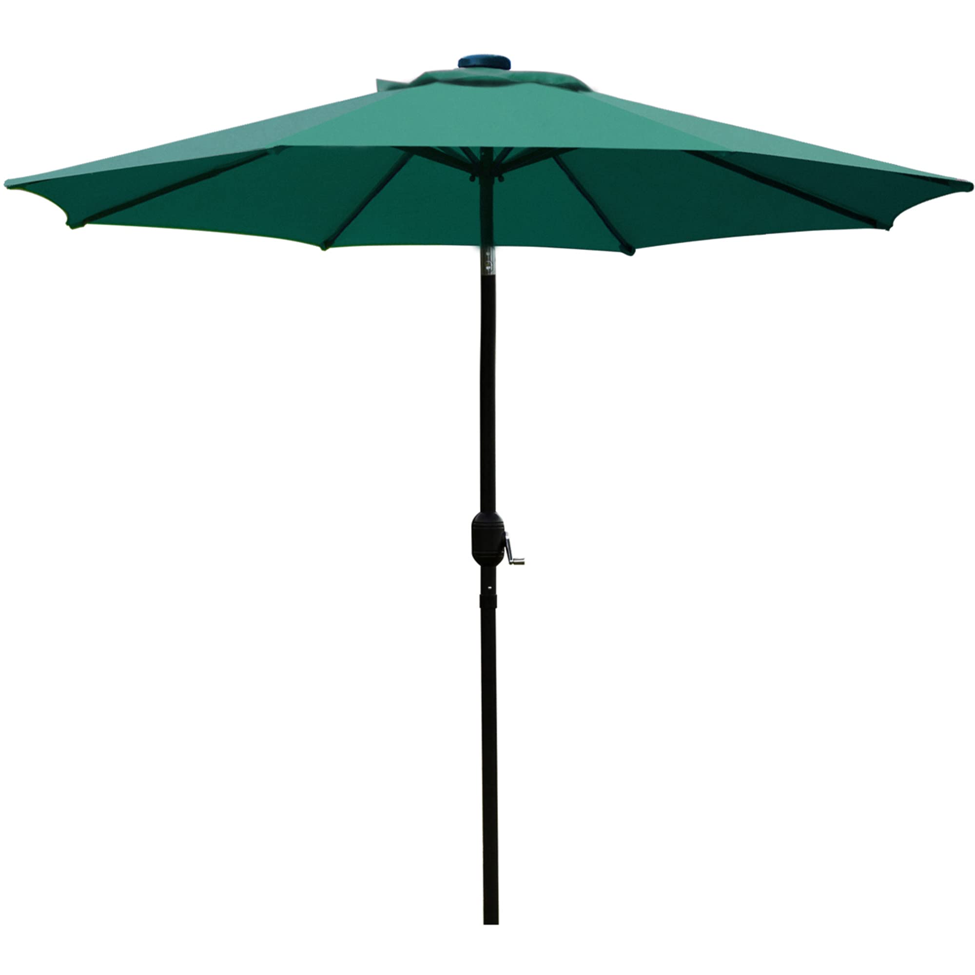 Sunnyglade 9ft patio umbrella in dark green with sturdy ribs providing stable shade.