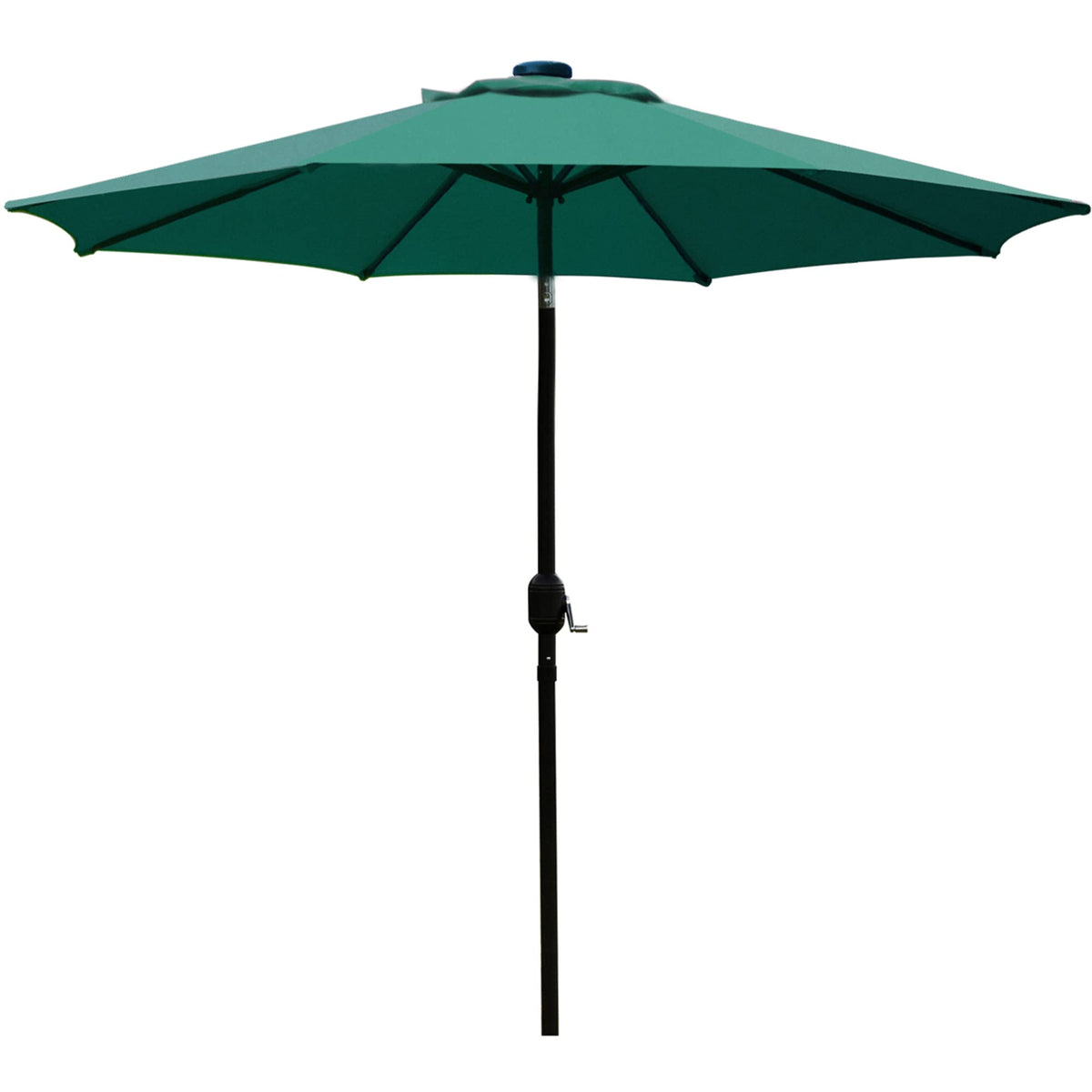 Sunnyglade 9ft patio umbrella in dark green with sturdy ribs providing stable shade.