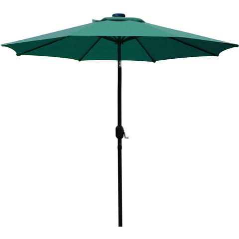 Sunnyglade 9ft patio umbrella in dark green with sturdy ribs providing stable shade.