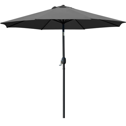 Sunnyglade 9ft patio umbrella grey top view provides broad shade for 42–54 inch tables.