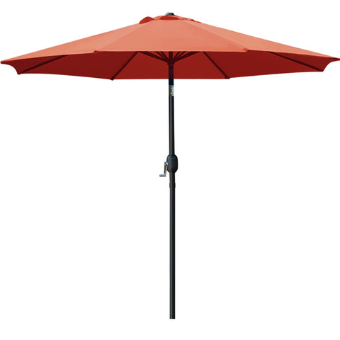 Sunnyglade 9ft orange umbrella opened over table for shade.