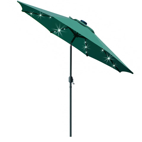 Sunnyglade 9ft solar LED patio umbrella with integrated lighting for evenings.