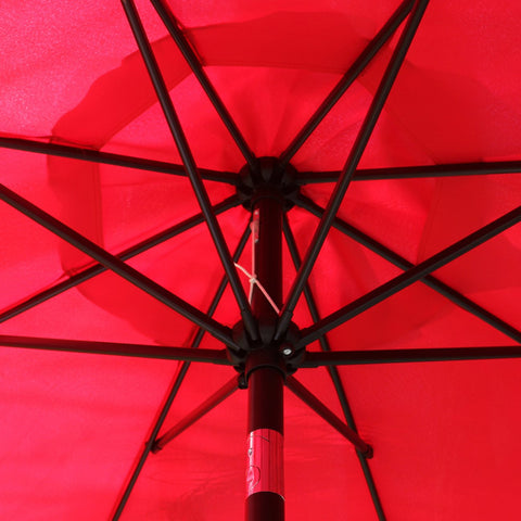 Sunnyglade 9' solar LED umbrella fade-resistant canopy close-up detail.