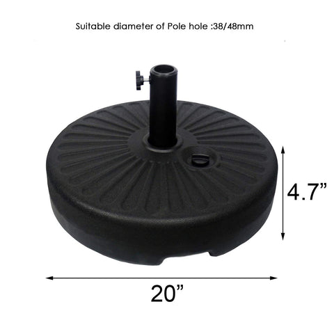 Sunnyglade base supports 38mm or 48mm poles for versatile setup