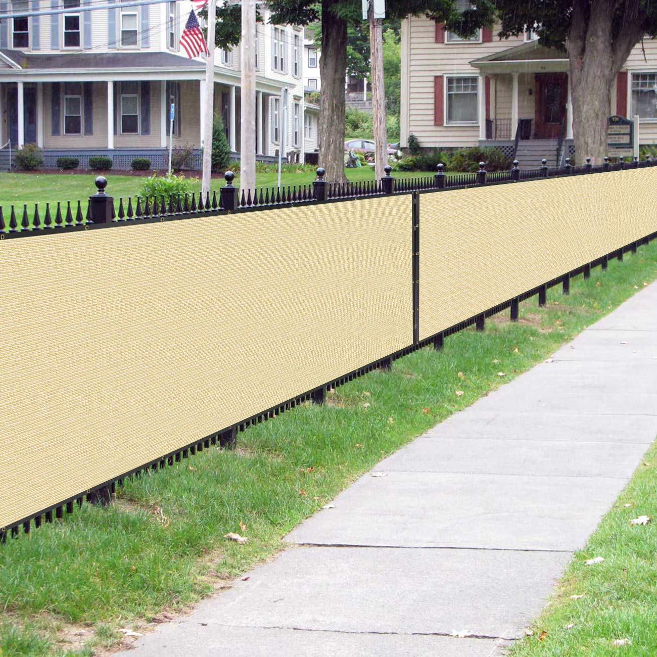 Easy installation with zip ties for secure fence coverage with Sunnyglade screen.