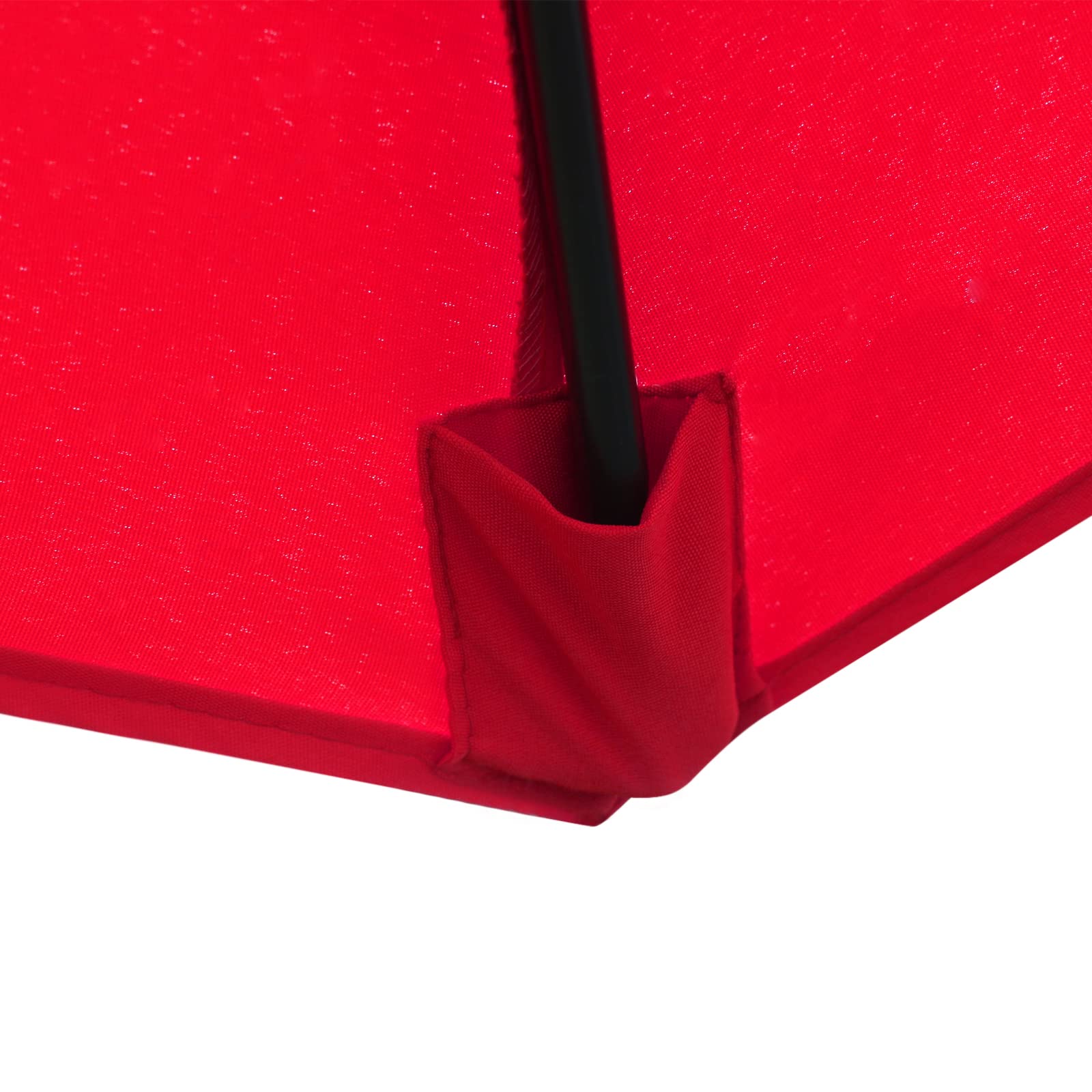 Sunnyglade red umbrella uses a lightweight aluminum pole for easy storage.