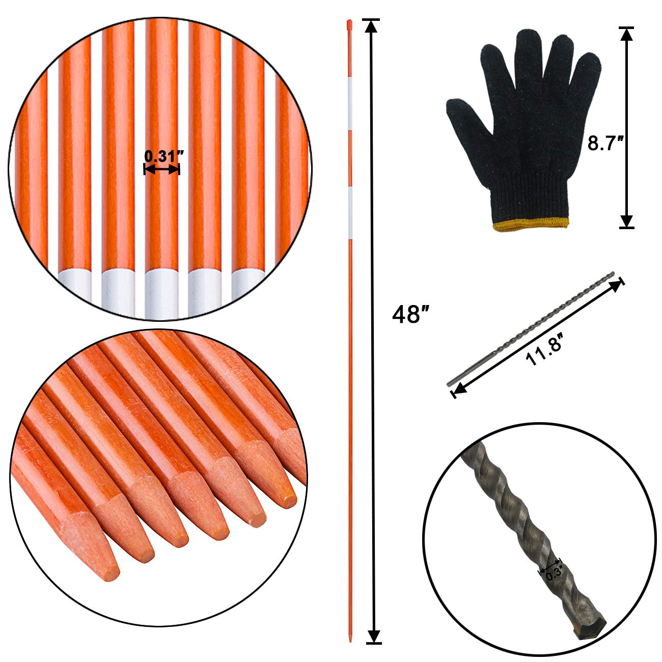 Sunnyglade 100-pack driveway markers provides affordable property marking.