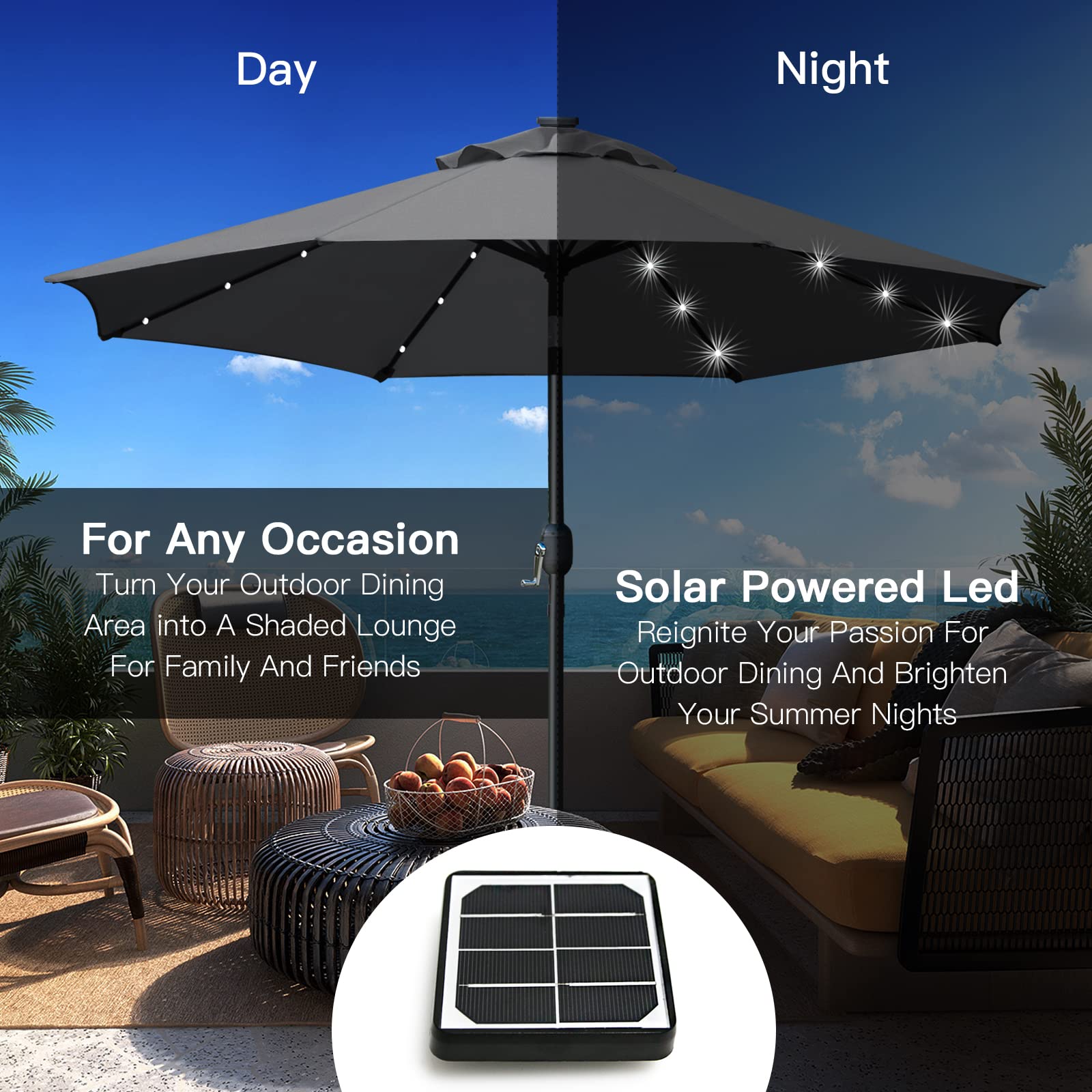 Sunnyglade polyester canopy offers fade resistance and water repellency