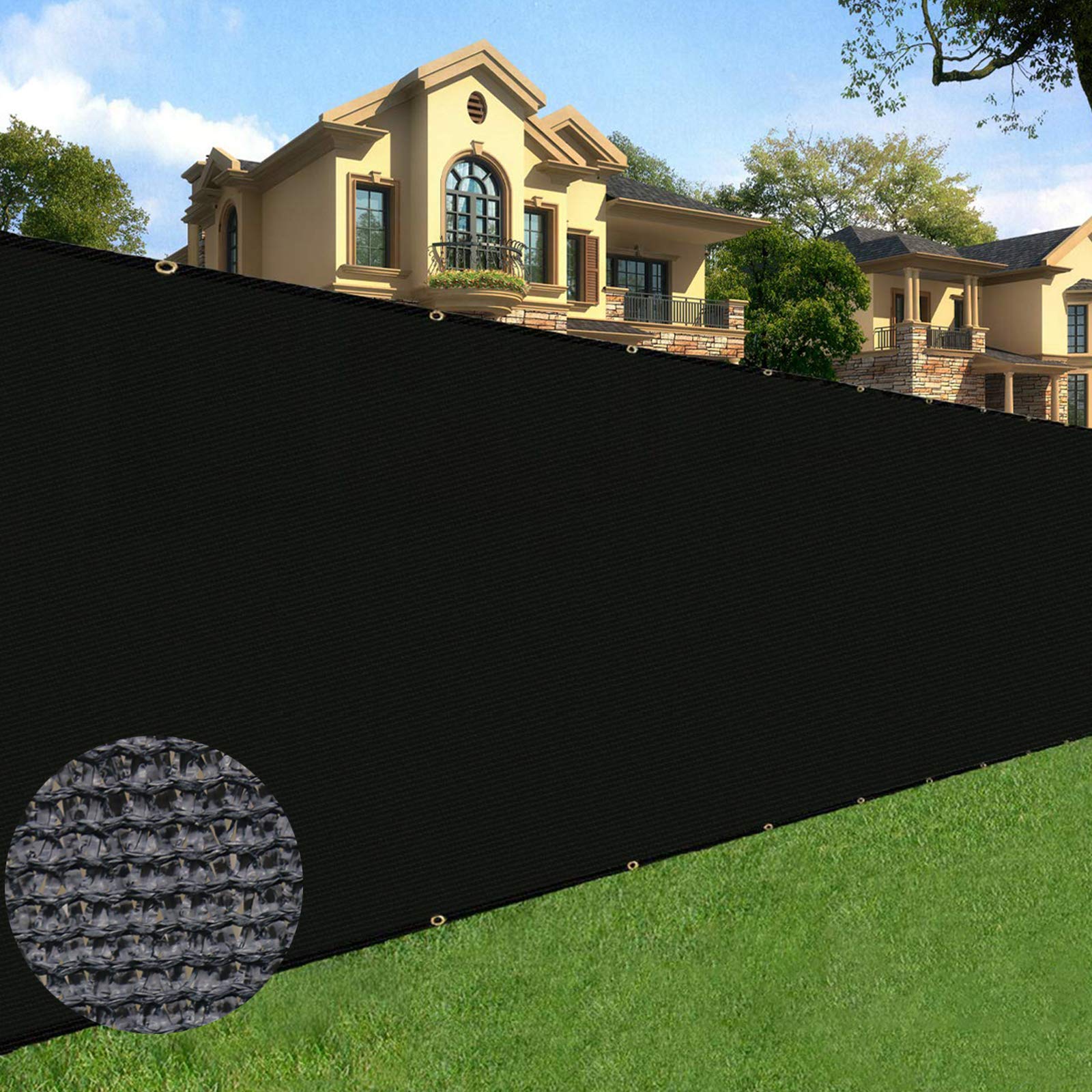 Sunnyglade privacy screen 6ft x 50ft black for backyard privacy.