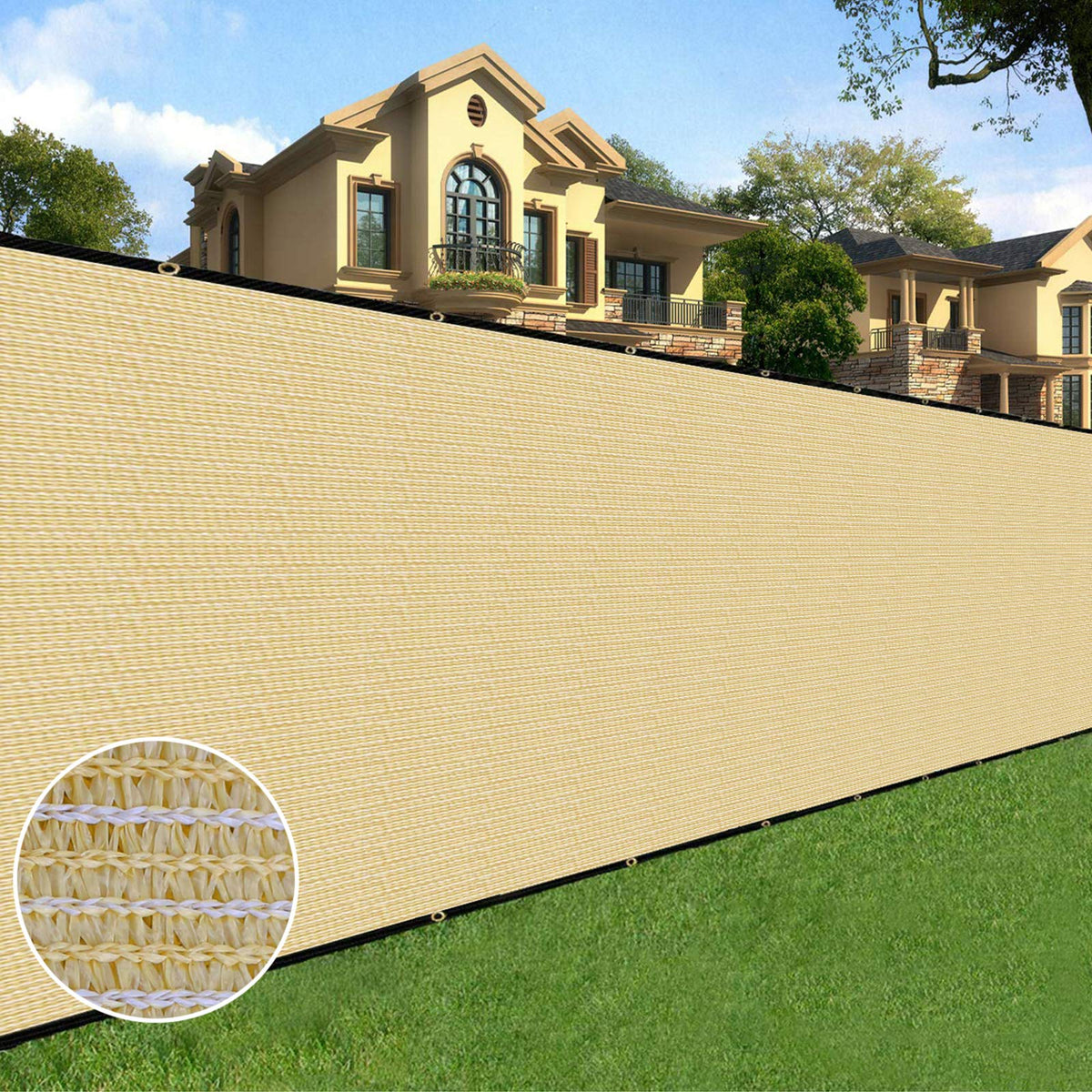 Sunnyglade privacy screen fence 5ft x 50ft offers yard privacy and wind protection.