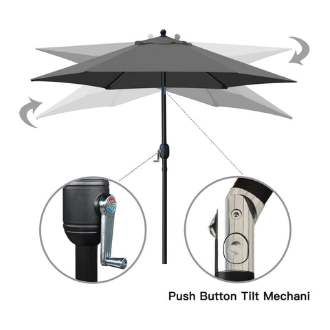 Sunnyglade push-button tilt umbrella for easy shade adjustment in a sunny yard.