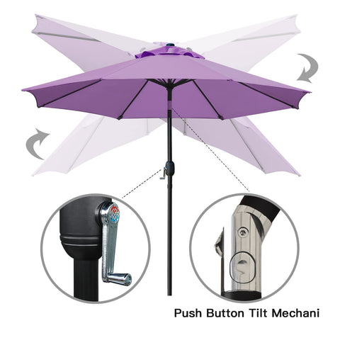 Sunnyglade umbrella with eight ribs delivers sturdy, long-lasting shade structure.