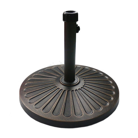 Sunnyglade umbrella base with a decorative bronze pattern for elegant outdoor styling.