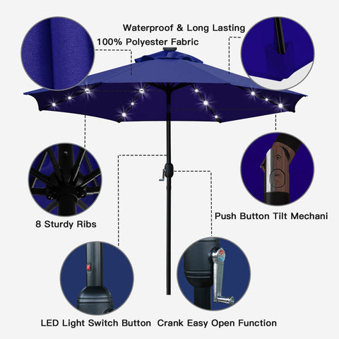 Sunnyglade crank-tilt umbrella demonstrates easy shade control for backyard use.