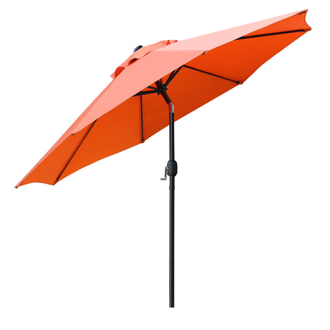 Sunnyglade orange umbrella with crank tilt for adjustable sun protection.
