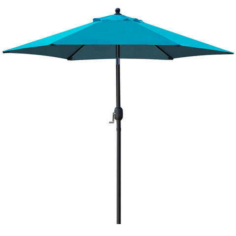 Sunnyglade Teal Blue Patio Umbrella open provides wide shade for outdoor seating
