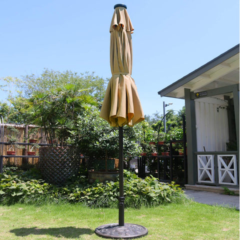 Sunnyglade umbrella tilt-crank system enables effortless shade adjustment.