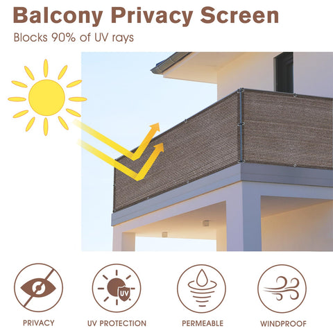 Sunny Guard HDPE privacy screen blocks wind and dust on a patio.